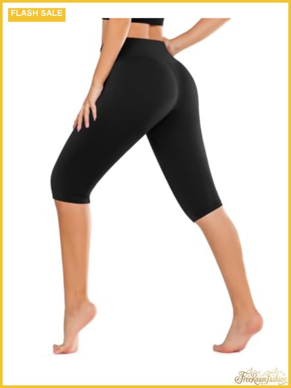 High Waisted Tummy Control Leggings 92% Polyester 8% Spandex Knee Length Capri